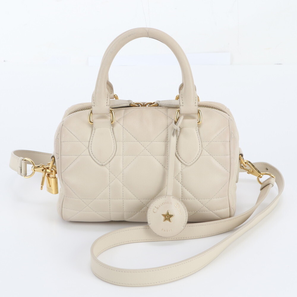 Christian Dior Cannage Groove 20 Leather 2-Way Shoulder Bag Mini Boston for W...
